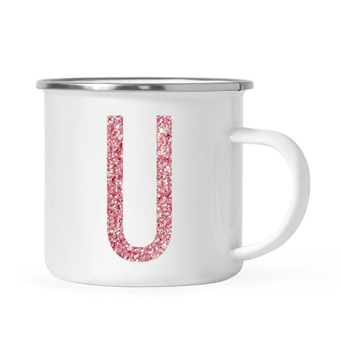 Andaz Press 11oz Faux Pink Glitter Monogram Campfire Coffee Mug