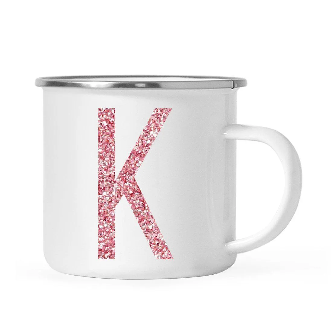 Andaz Press 11oz Faux Pink Glitter Monogram Campfire Coffee Mug