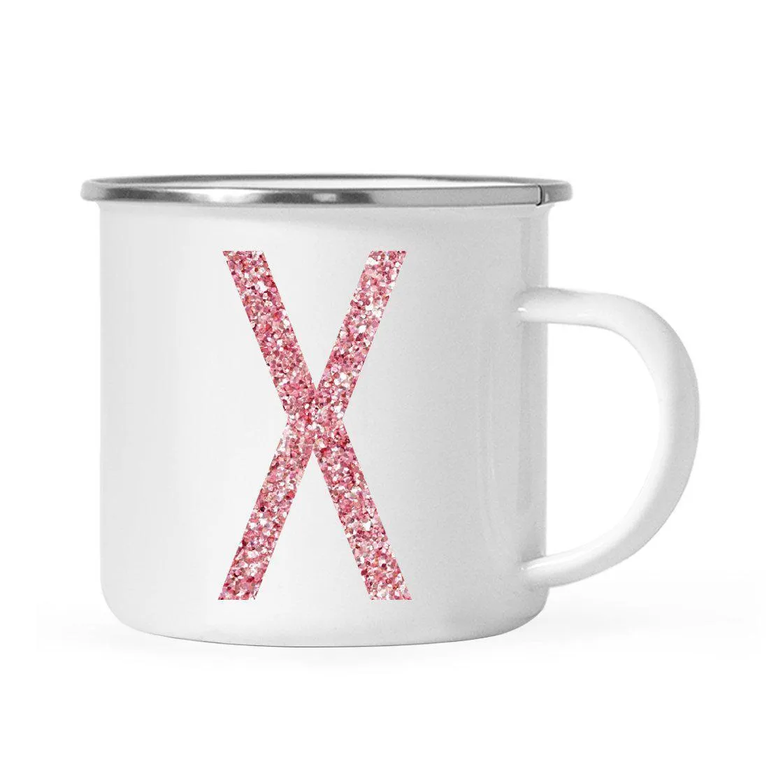 Andaz Press 11oz Faux Pink Glitter Monogram Campfire Coffee Mug