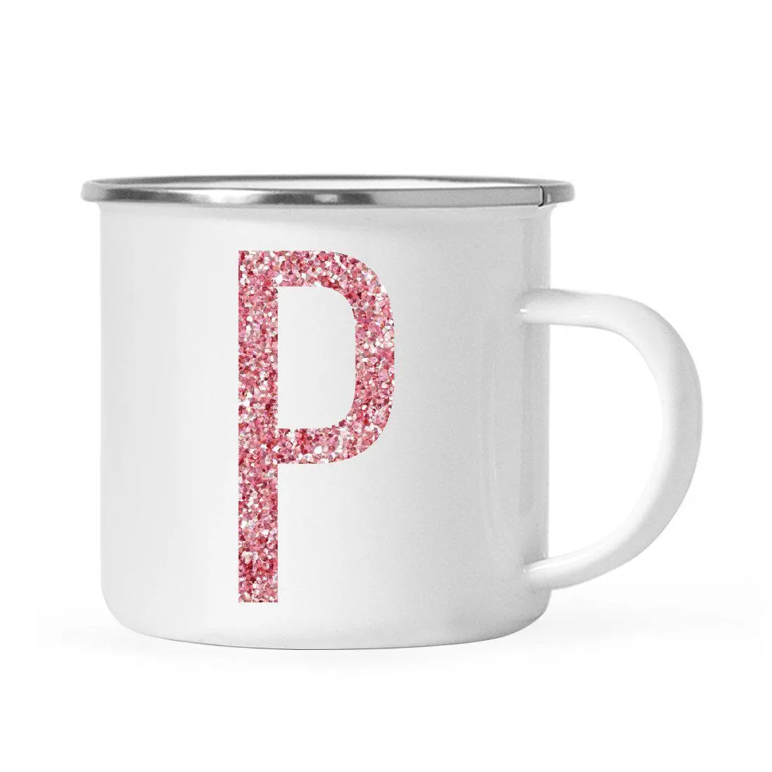 Andaz Press 11oz Faux Pink Glitter Monogram Campfire Coffee Mug