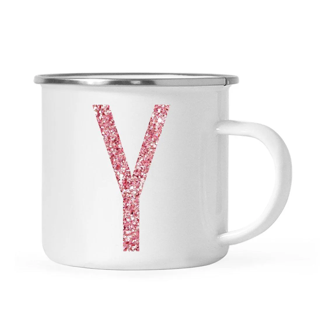 Andaz Press 11oz Faux Pink Glitter Monogram Campfire Coffee Mug