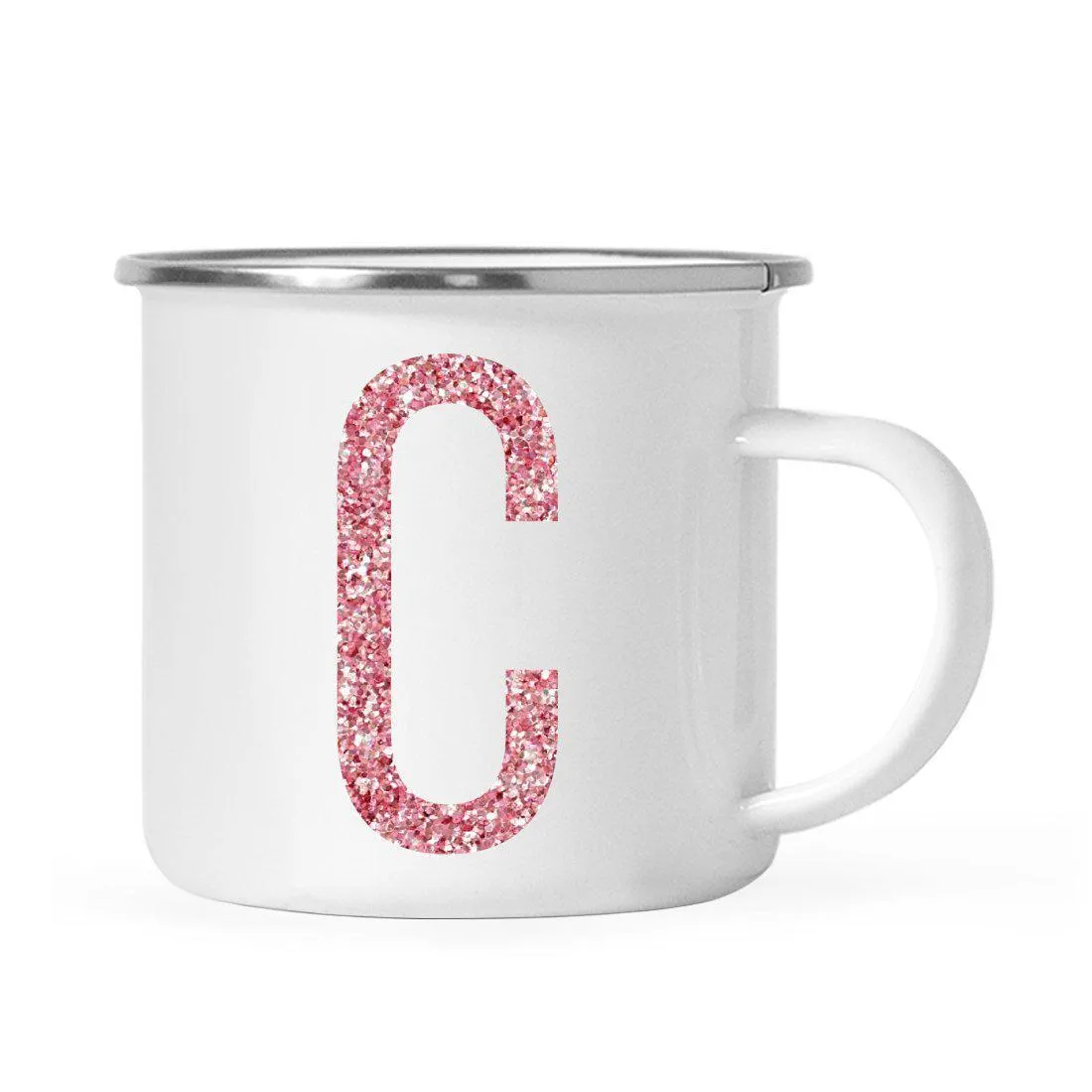 Andaz Press 11oz Faux Pink Glitter Monogram Campfire Coffee Mug