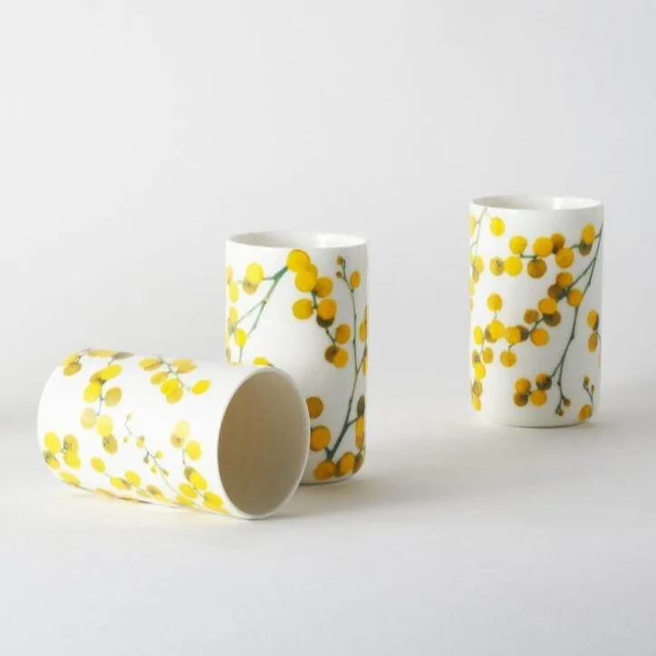 Angus & Celeste: Ceramic Tumblers Two Set Wattle Blossom