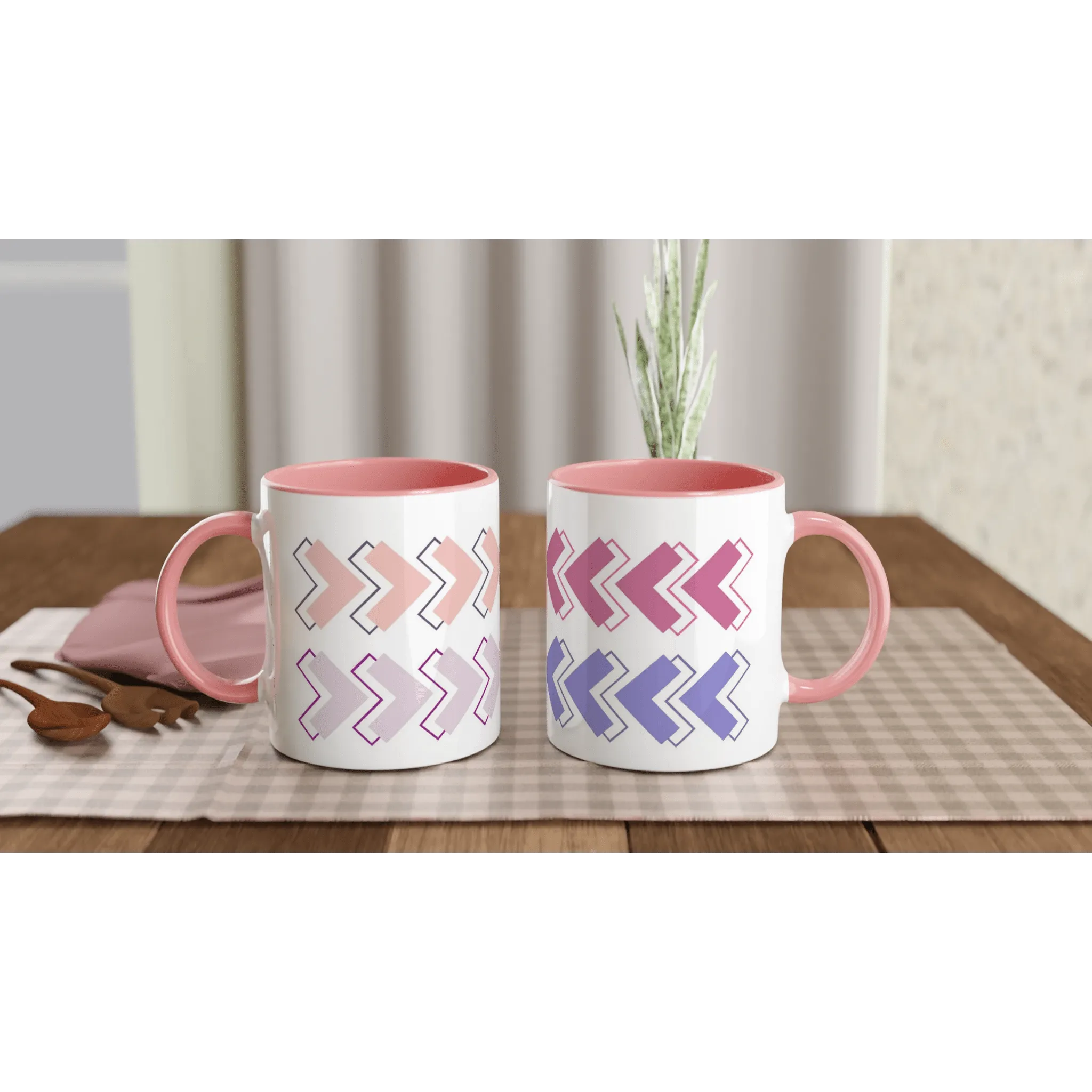 Arrow Pattern Ceramic Pink Mug | Stylish & Durable Coffee Cup