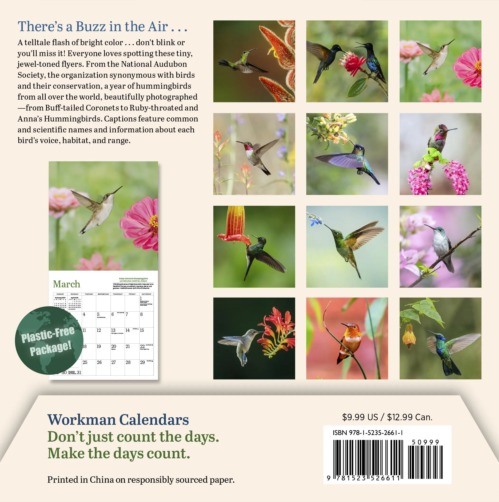 Audubon Hummingbirds 2025 Mini Wall Calendar