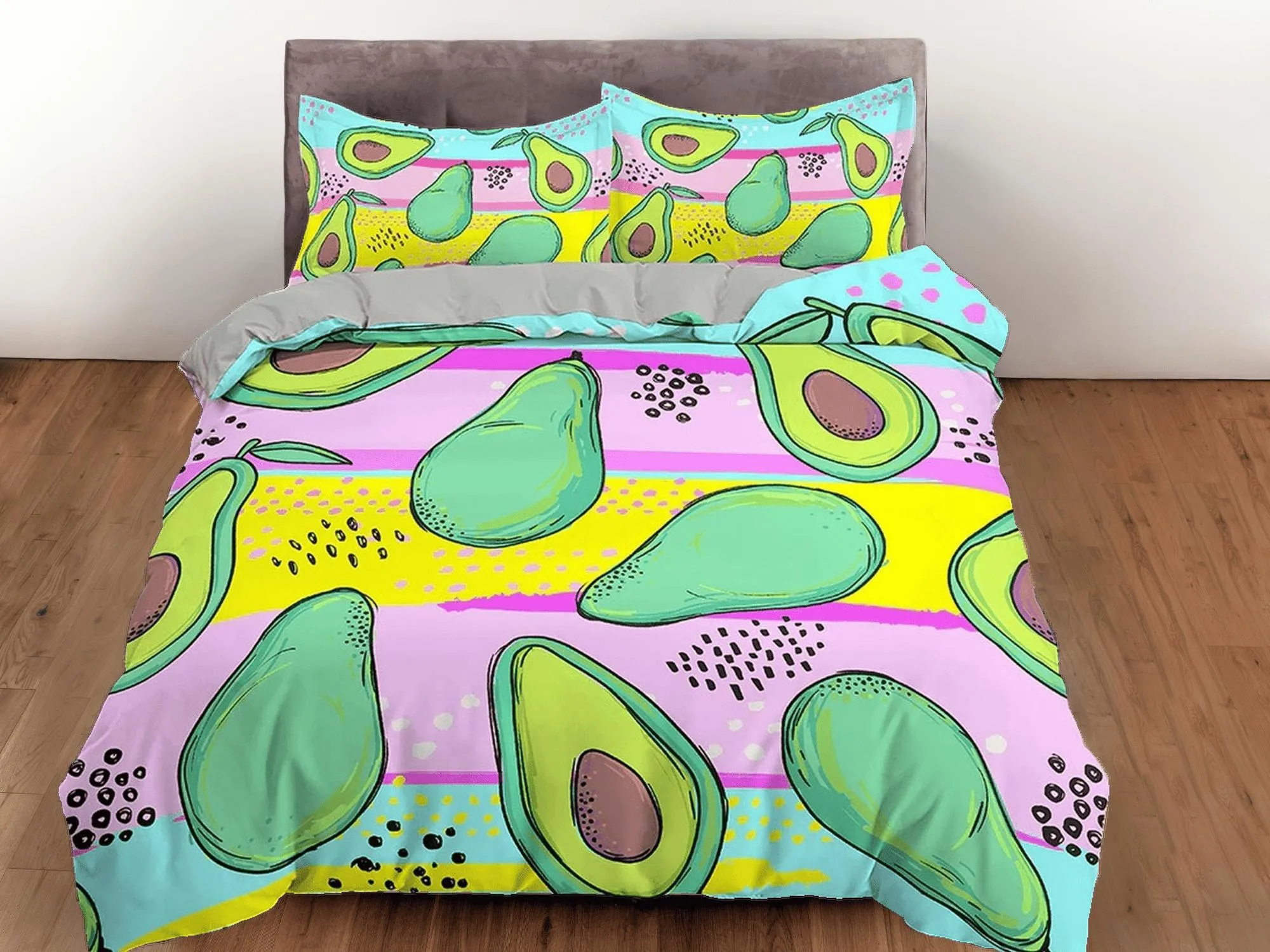 Avocado Bright Colored Toddler Bedding, Unique Duvet Cover for Nursery, Crib Bedding & Pillowcase, Baby Zipper Bedding, King Queen Full Twin