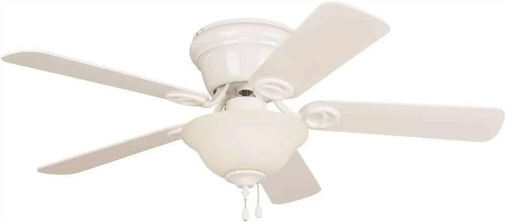 Bala&reg; 42" Hugger Mount Ceiling Fan With Bowl Light, White With White Or Whitewashed Blades