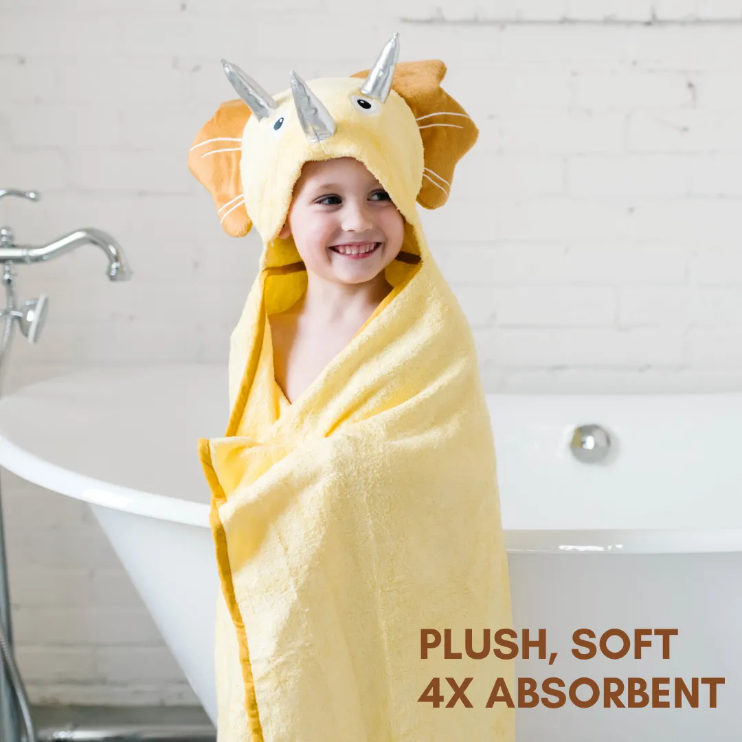 Bamboo Viscose Baby Hooded Towel Yellow Dinosaur