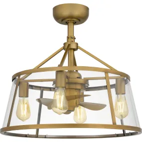 Barlow 4-Light Fandelier in Weathered Brass