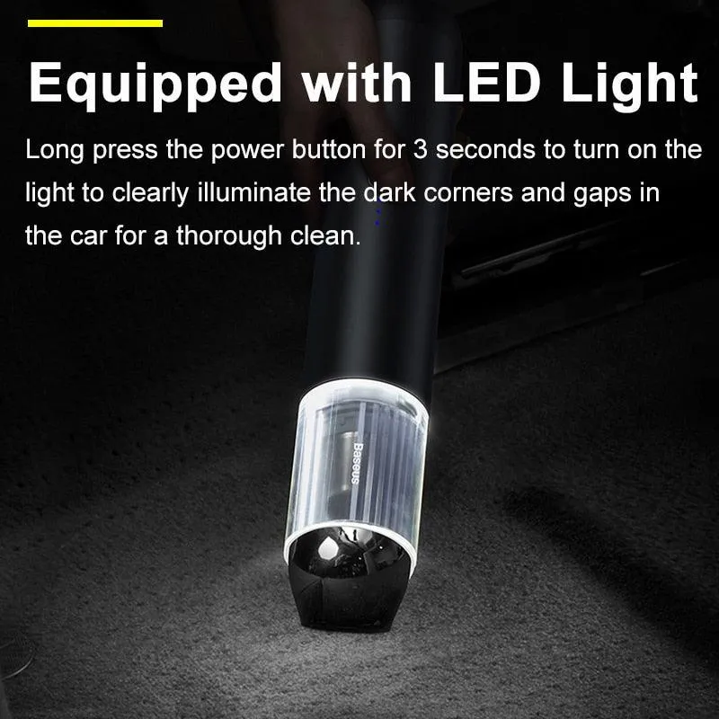 Baseus 15000Pa Car Vacuum Cleaner Wireless Mini Car Cleaning Handheld Vacum Cleaner W LED Light for Car Interior Cleaner