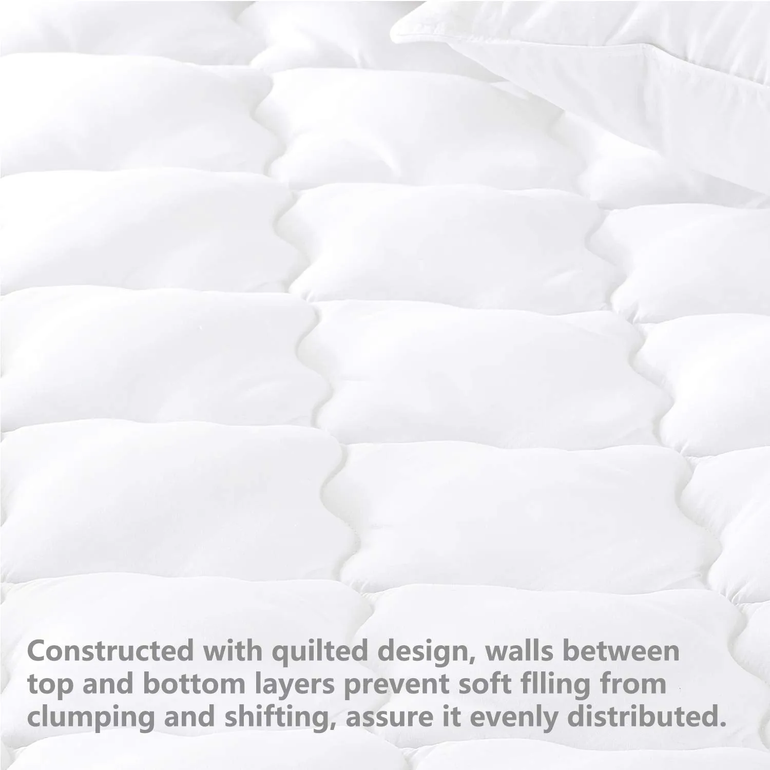 Basic Beyond Waterproof Quilted Mattress Pad (Queen) - Hypoallergenic Soft Down Alternative Fill Mattress Protector, 15" Deep Pocket Fitted Skirt