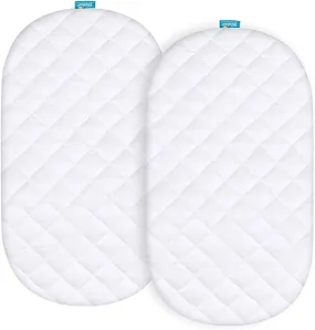 Bassinet Mattress Pad Cover - Fits 4moms Mamaroo Sleep Bassinet, 2 Pack, Bamboo, Waterproof