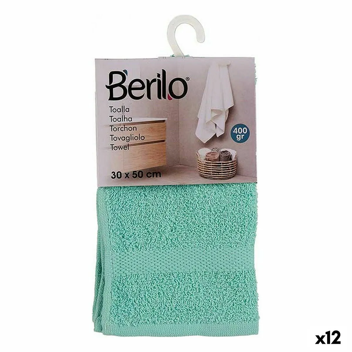 Bath towel 30 x 0,5 x 50 cm Turquoise (12 Units) * Toalla de baño 30 x 0,5 x 50 cm Turquesa (12 Unidades)