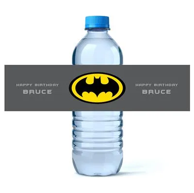 Batman Birthday Water Bottle Labels