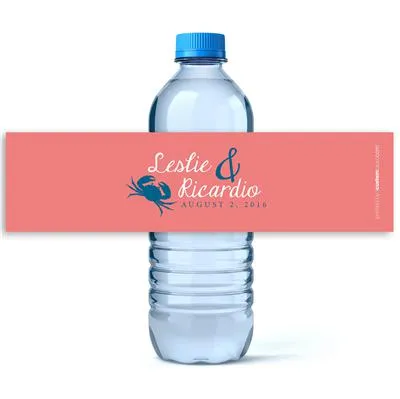 Beach Crab Water Bottle Labels