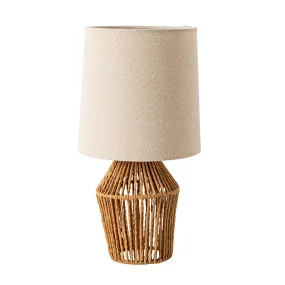 Beatrice Rattan Linen Table Lamp 32cm