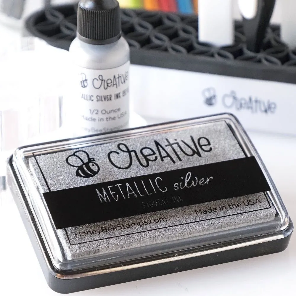 Bee Creative Ink Pad - Metallic Silver Pigment Ink