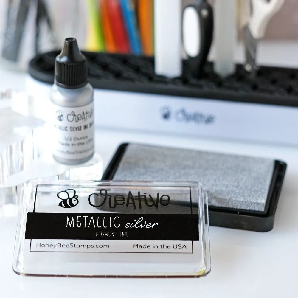 Bee Creative Ink Pad - Metallic Silver Pigment Ink