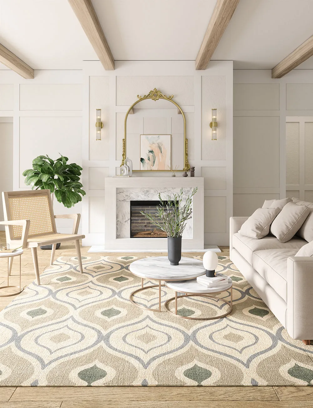 Benett Beige Green Rug