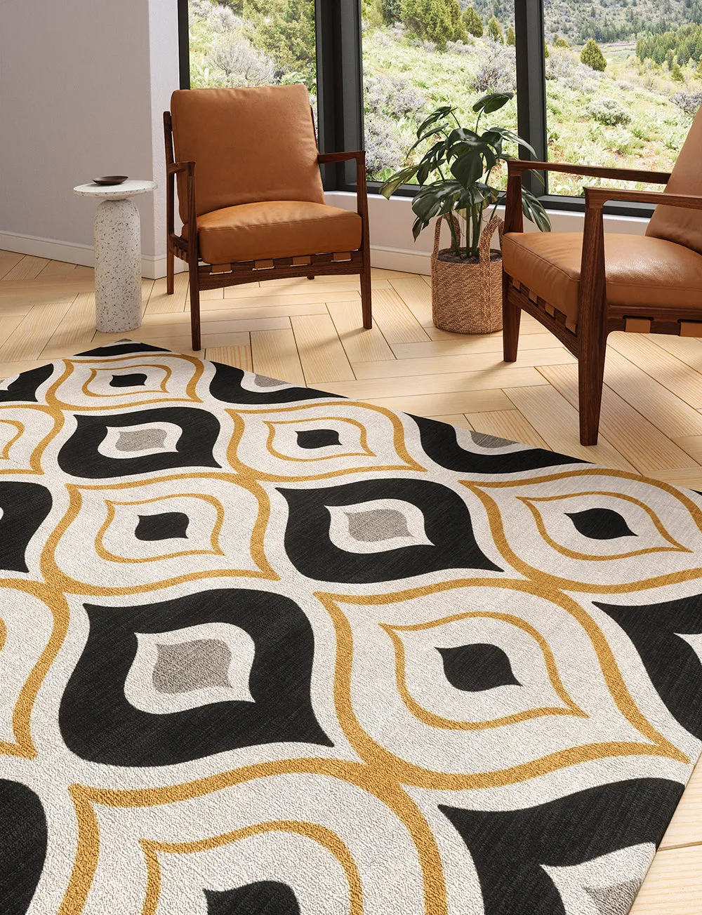 Benett Beige Yellow Black Rug