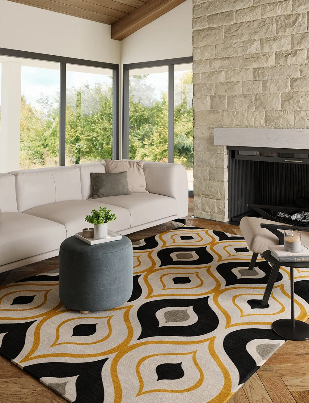 Benett Beige Yellow Black Rug