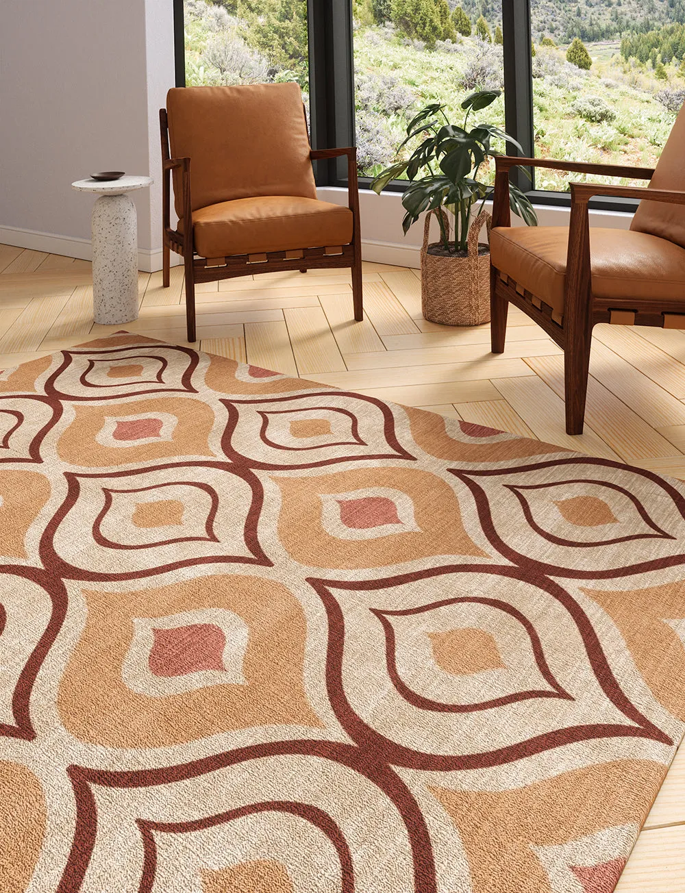 Benett Orange Burgundy Rug