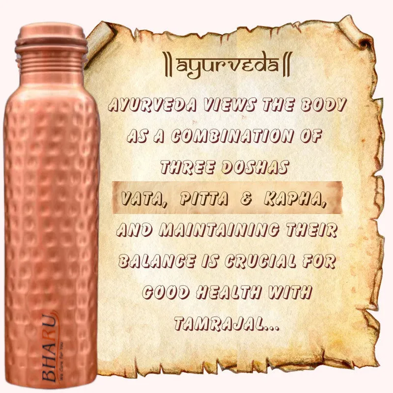 Bharu Hammered Copper Bottle 750 ml - Pack of 4