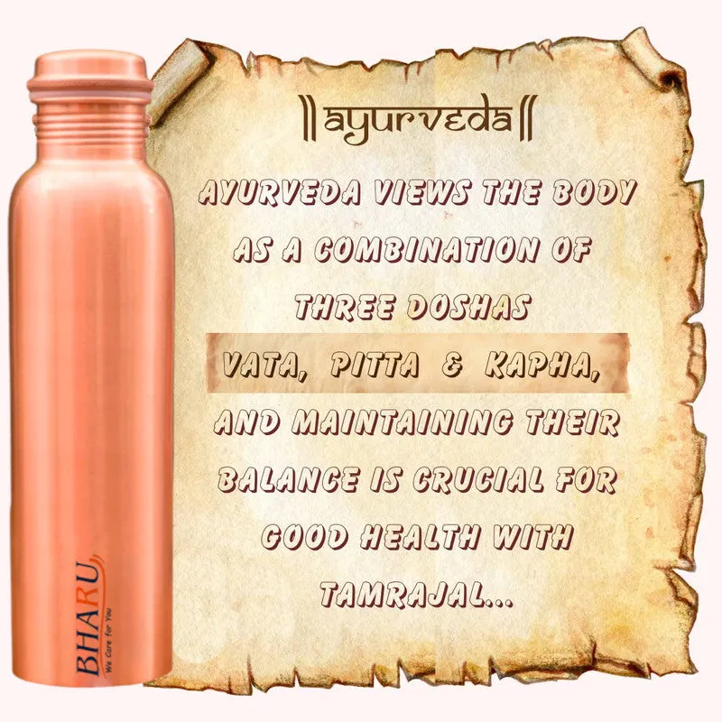 Bharu Plain Copper Bottle 750 ml - Pack of 2