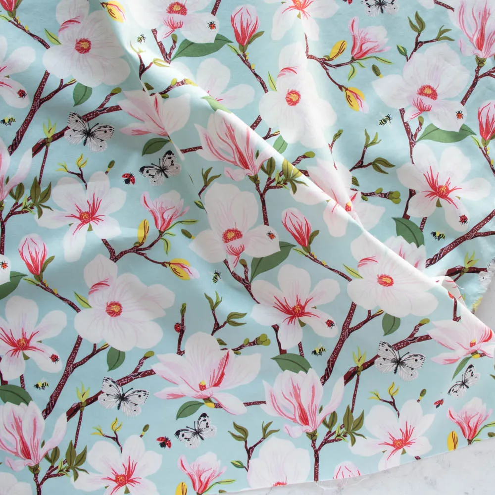 Birch Organic Cotton Poplin - Flowering Trees by Oana Befort - Magnolia