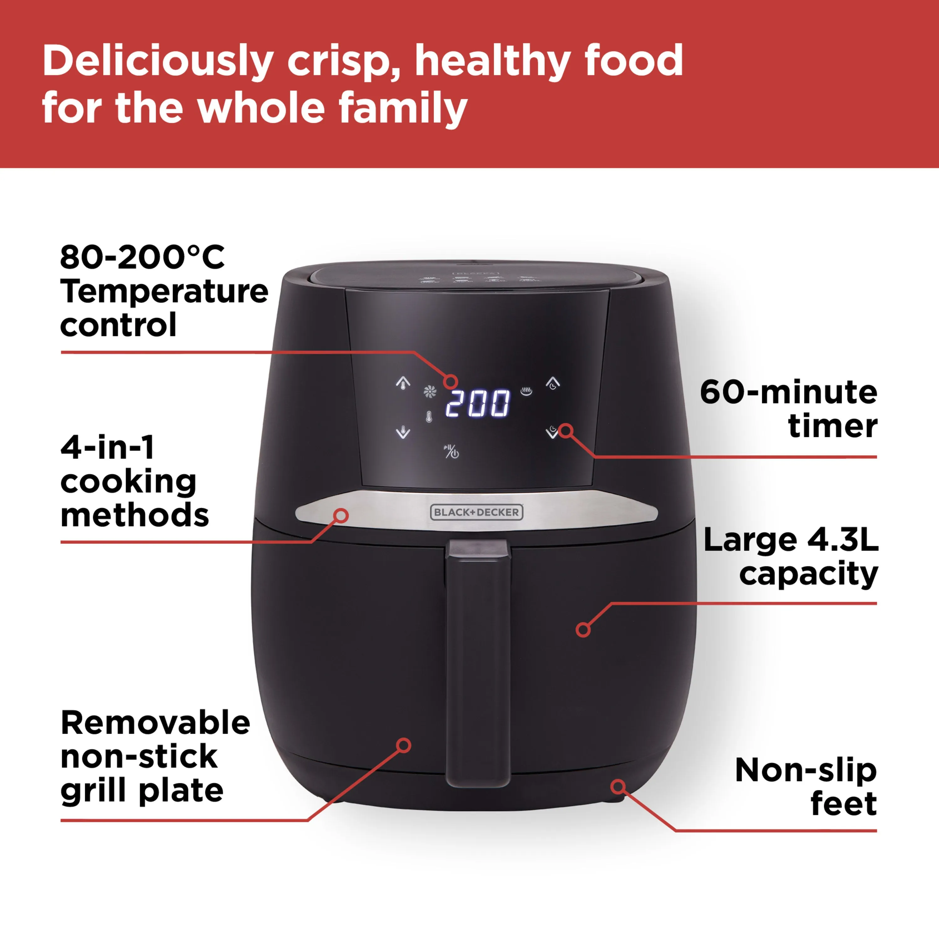 Black And Decker Digital Air fryer 4.3 Litre