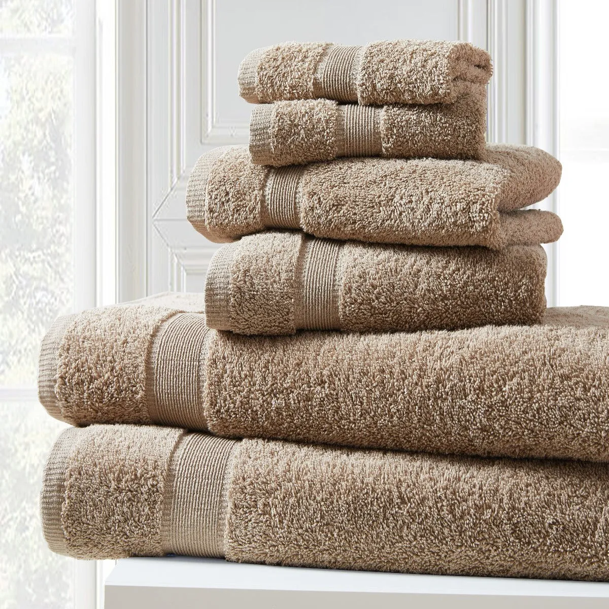 Blissful Bath 6 Piece Plush Cotton Bath Towel Set