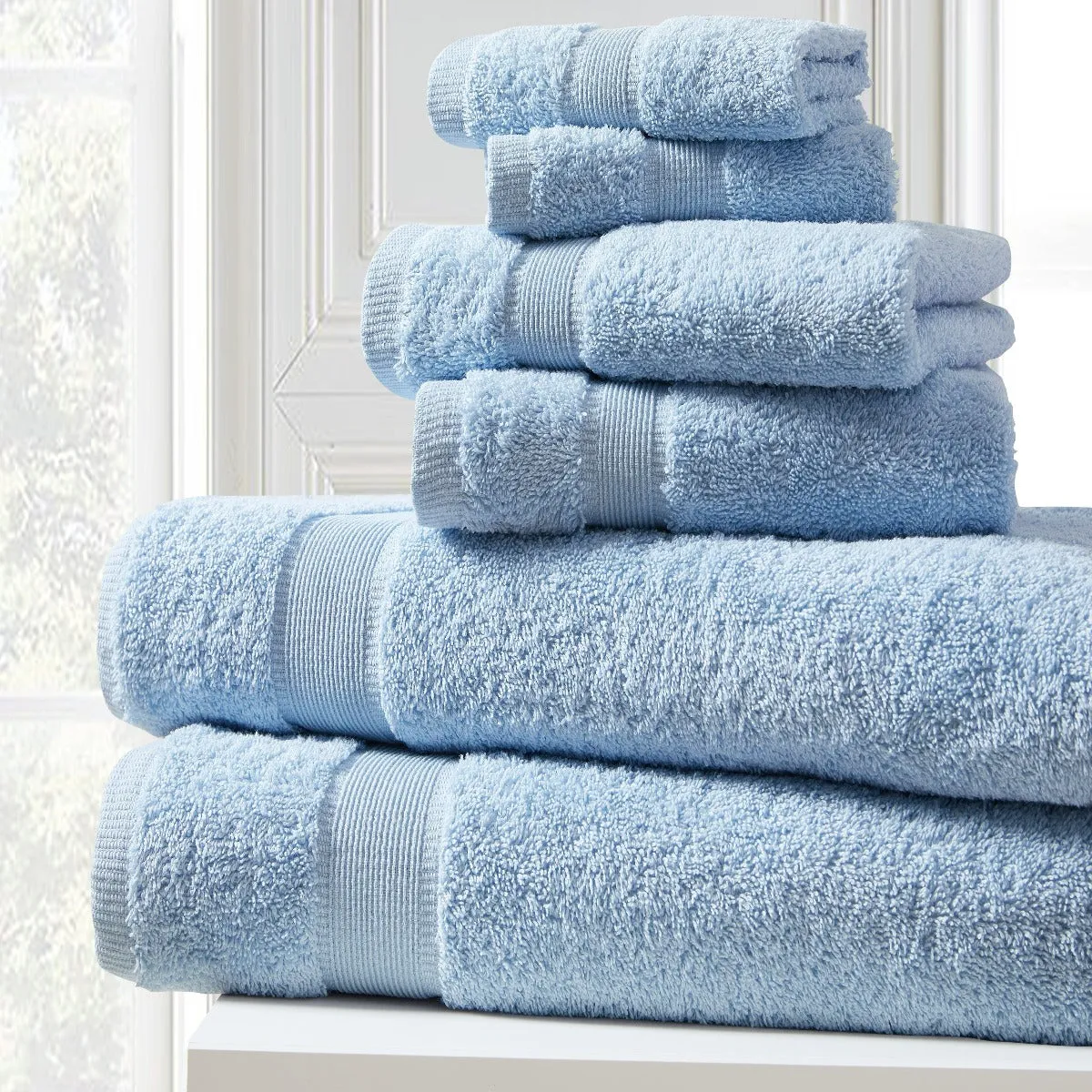 Blissful Bath 6 Piece Plush Cotton Bath Towel Set