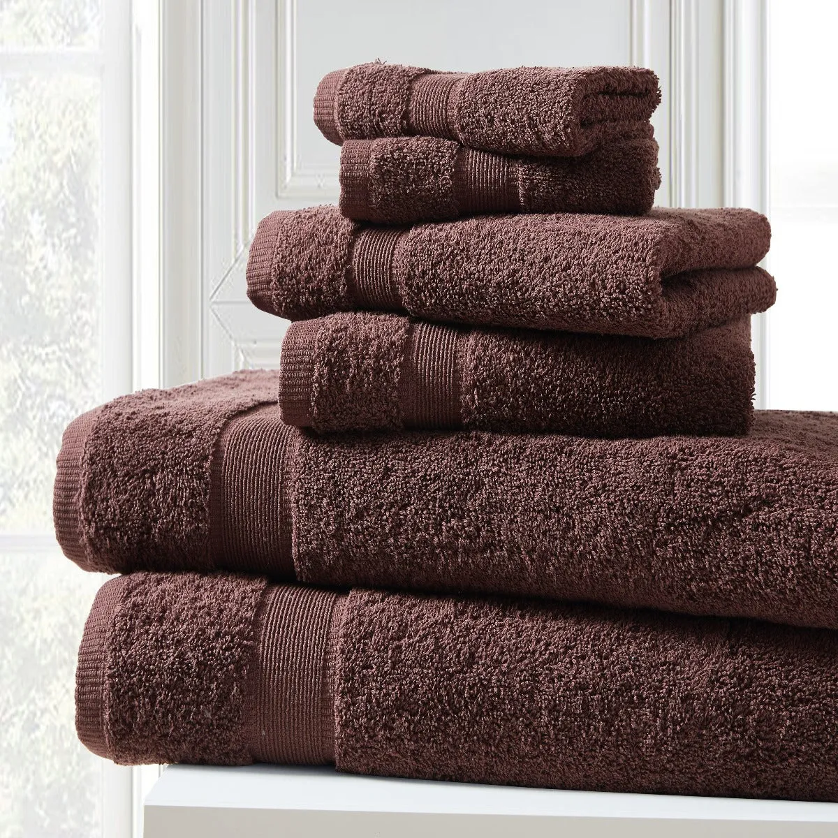 Blissful Bath 6 Piece Plush Cotton Bath Towel Set