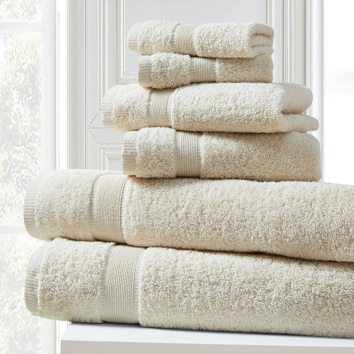 Blissful Bath 6 Piece Plush Cotton Bath Towel Set