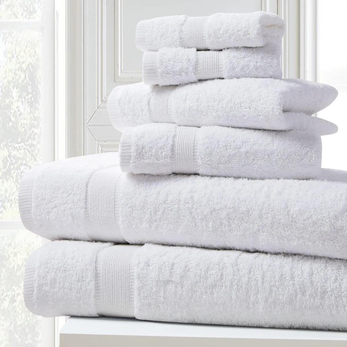 Blissful Bath 6 Piece Plush Cotton Bath Towel Set