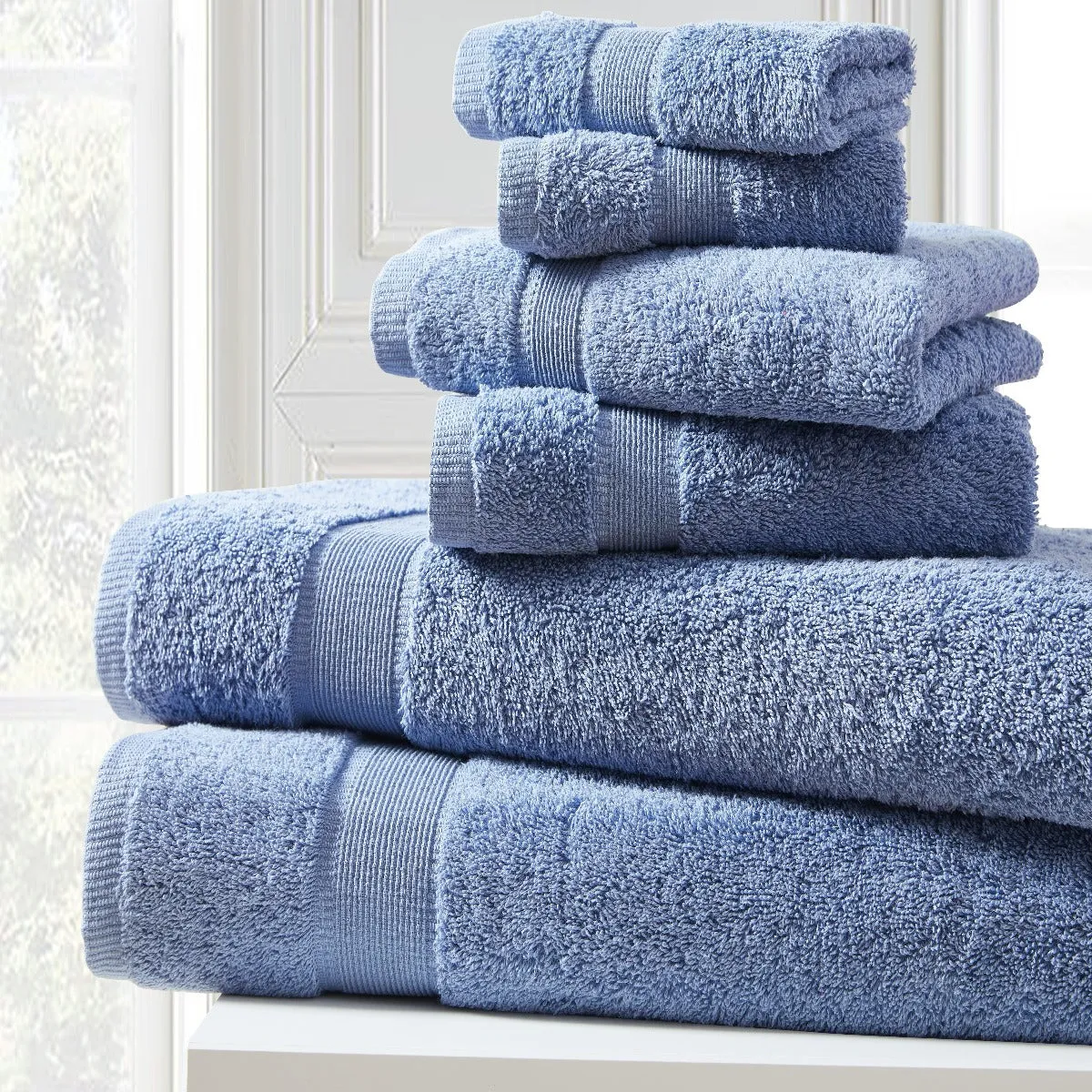 Blissful Bath 6 Piece Plush Cotton Bath Towel Set