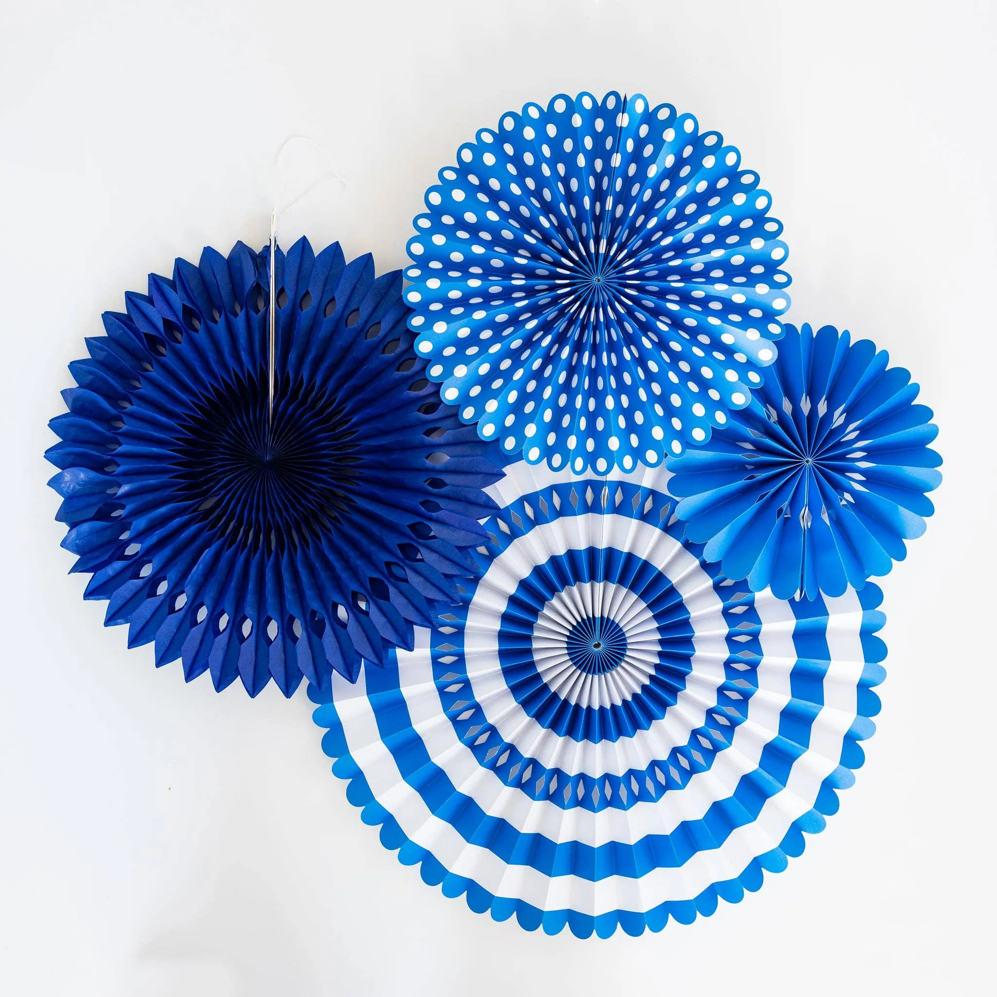 Blue and White Party Fan Set