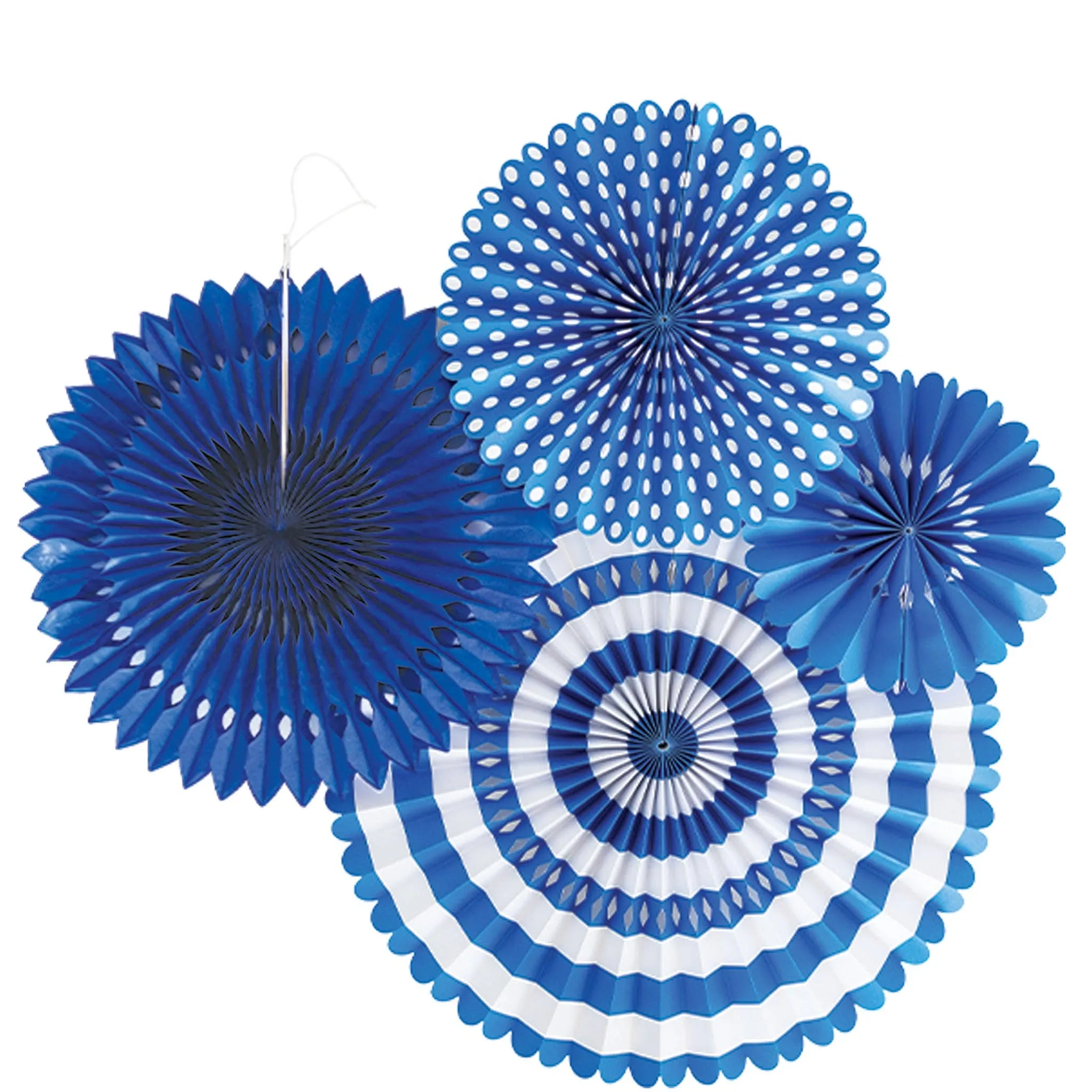 Blue and White Party Fan Set