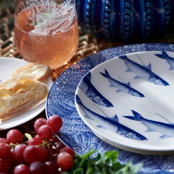 Blue Sea Fan Rimmed Dinner Plate