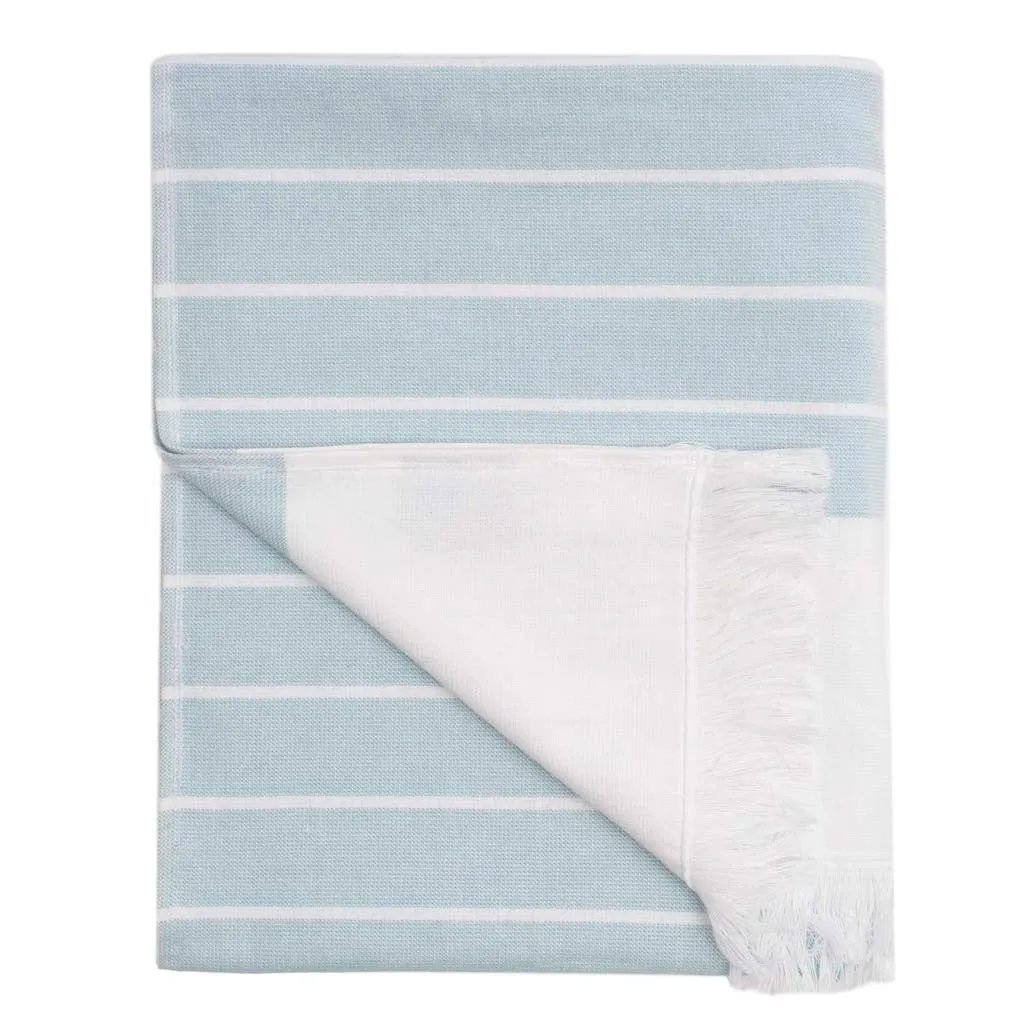 Blue Stripe Fouta Towel Spa Bundle (2 Wash   2 Hand   4 Bath Towels)