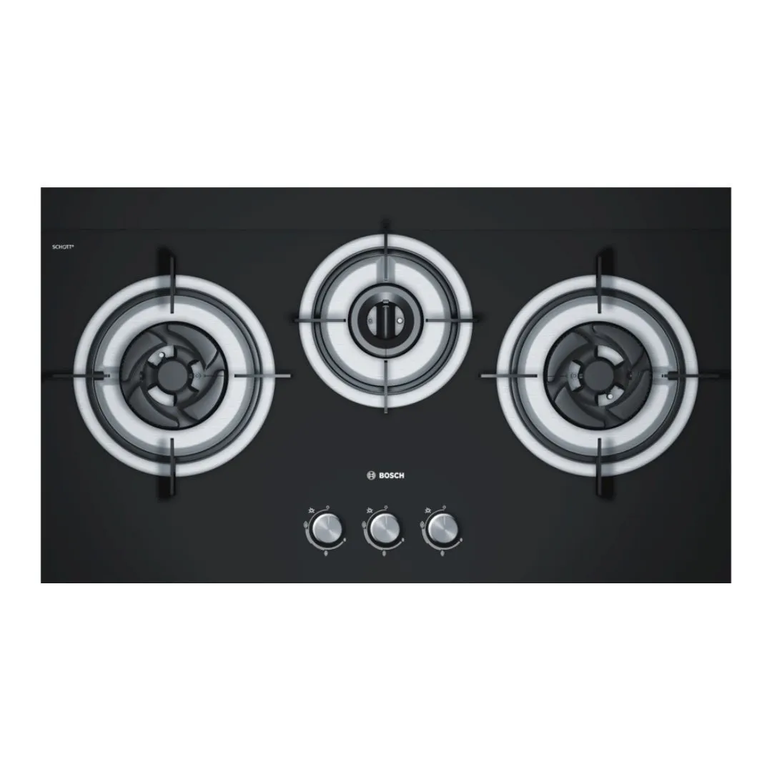 Bosch 78.5 cm Black Tempered Glass Built-In Gas Hob PBD7332SG LPG