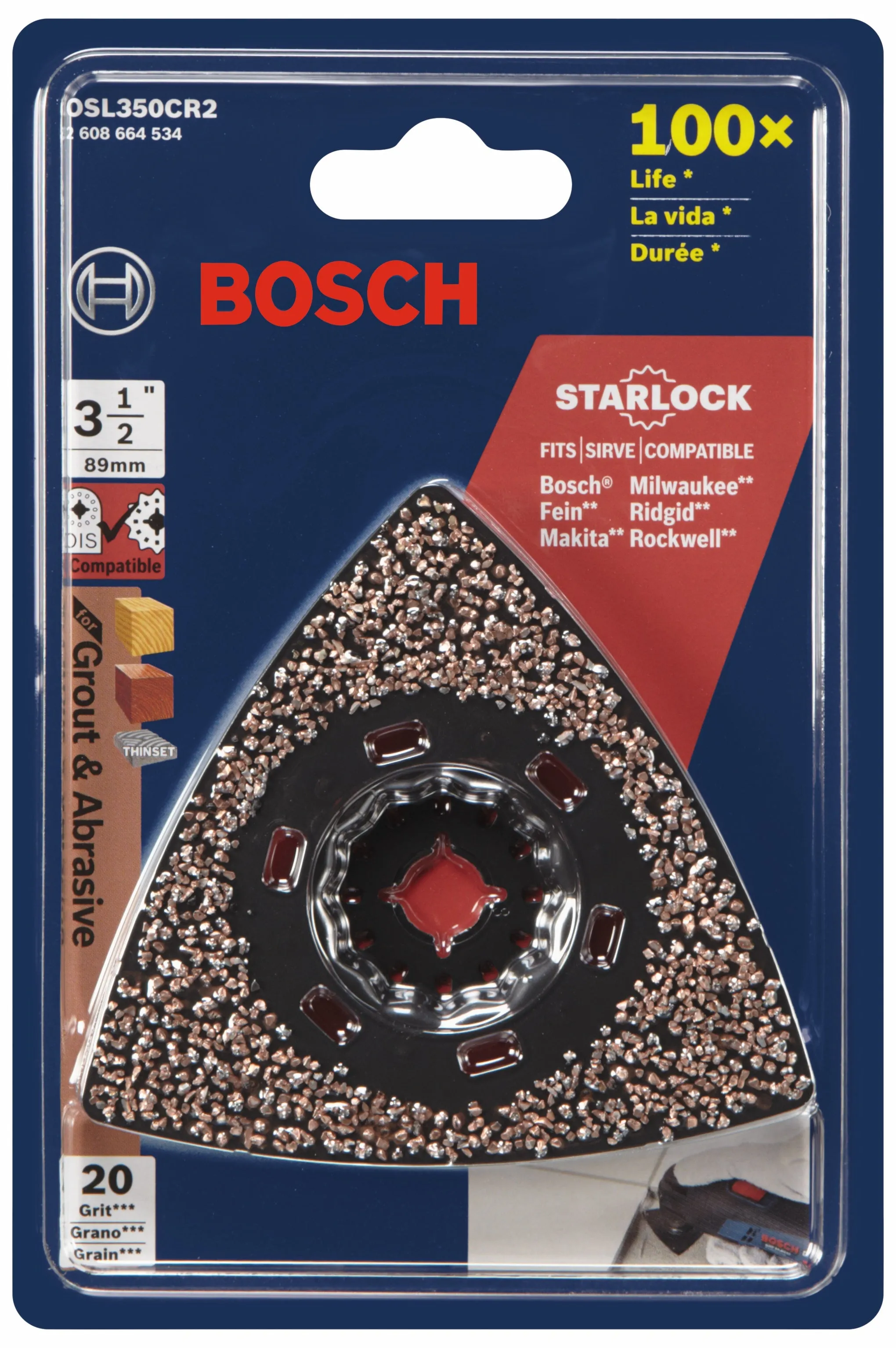 BOSCH OSL350CR2 Starlock® Oscillating Multi-Tool Carbide 20 Grit Delta Sanding Pad