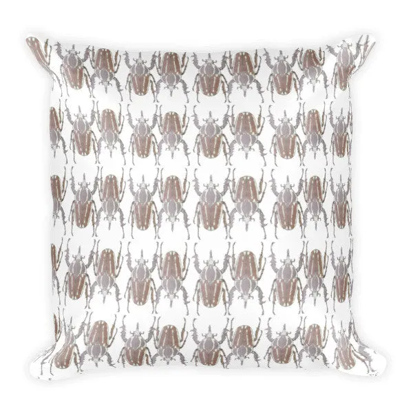 Brown Beetles Opposites Cushion