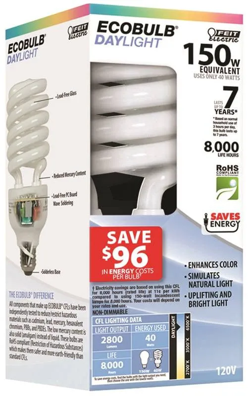 Bulb Cfl Med 6500k 40-200 Repl