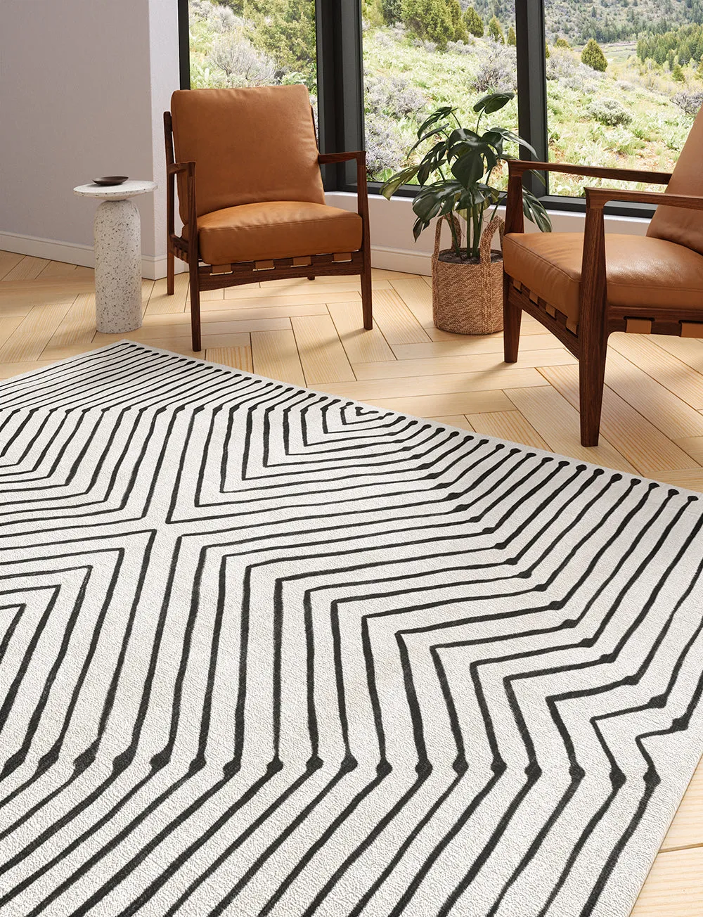 Calator Black & Ivory Rug - Second Love