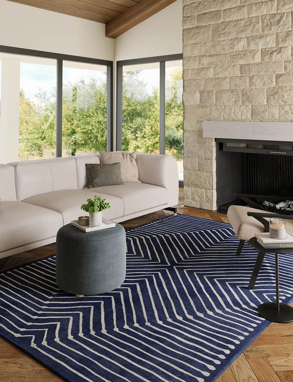 Calator Navy Blue Rug