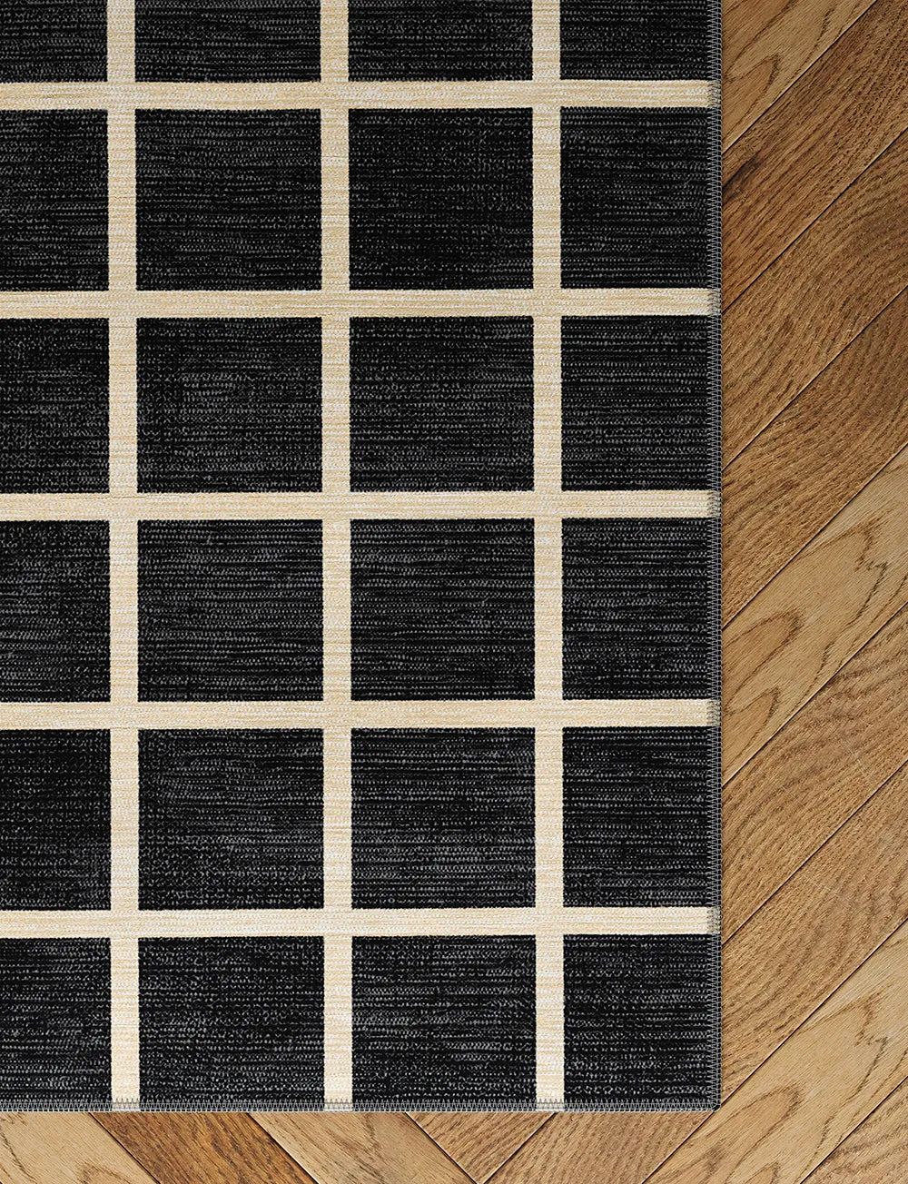 Caper Black Natural Checkered Rug