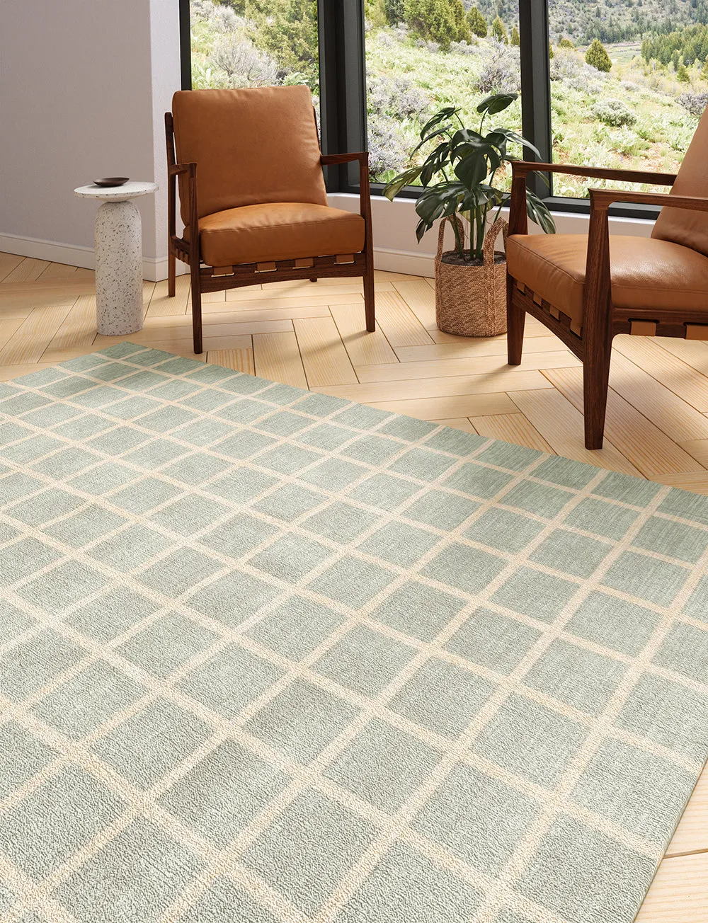 Caper Mint Green Checkered Rug