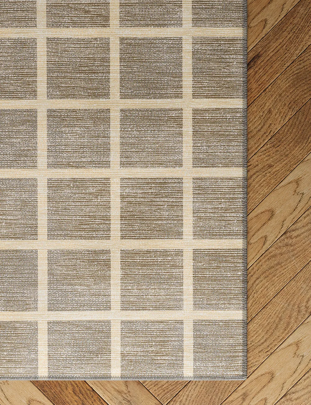 Caper Natural Beige Checkered Rug - Second Love