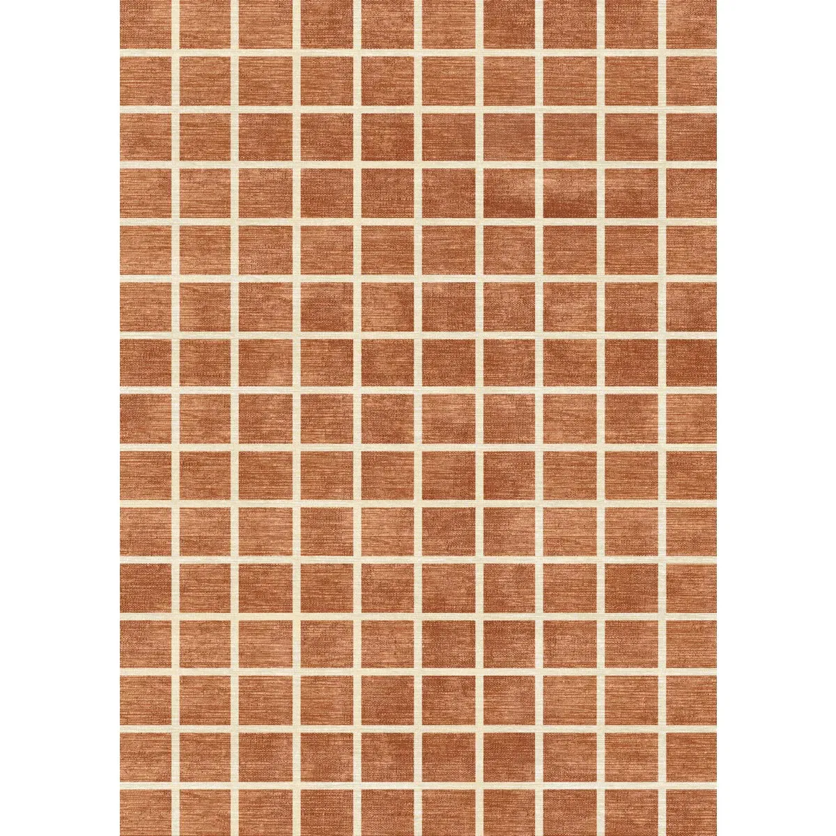 Caper Orange Natural Checkered Rug